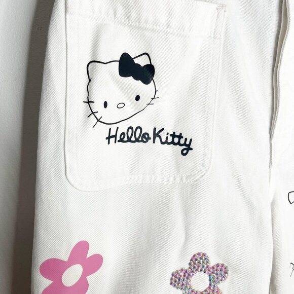 Custom Handmade Hello Kitty Theme Bling White Denim Jeans High Waist Size 29 - Picture 3 of 13